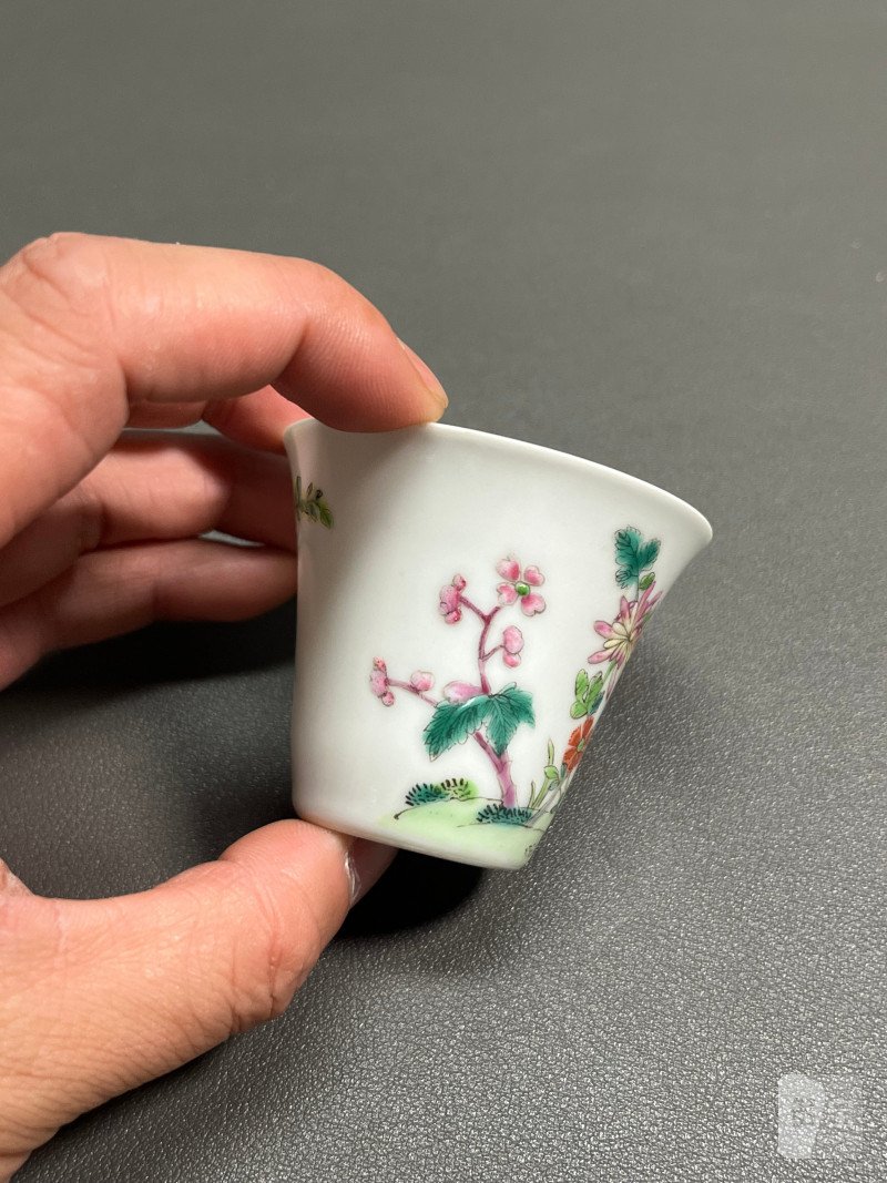 清道光  粉彩花卉纹杯（一对） - 图16